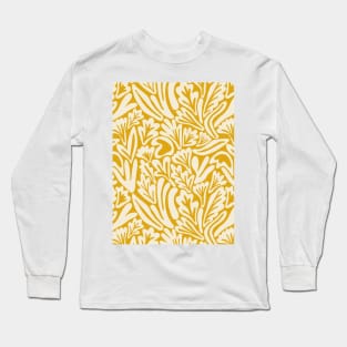 Abstract boho leaf and flower pattern in mustard yellow Long Sleeve T-Shirt